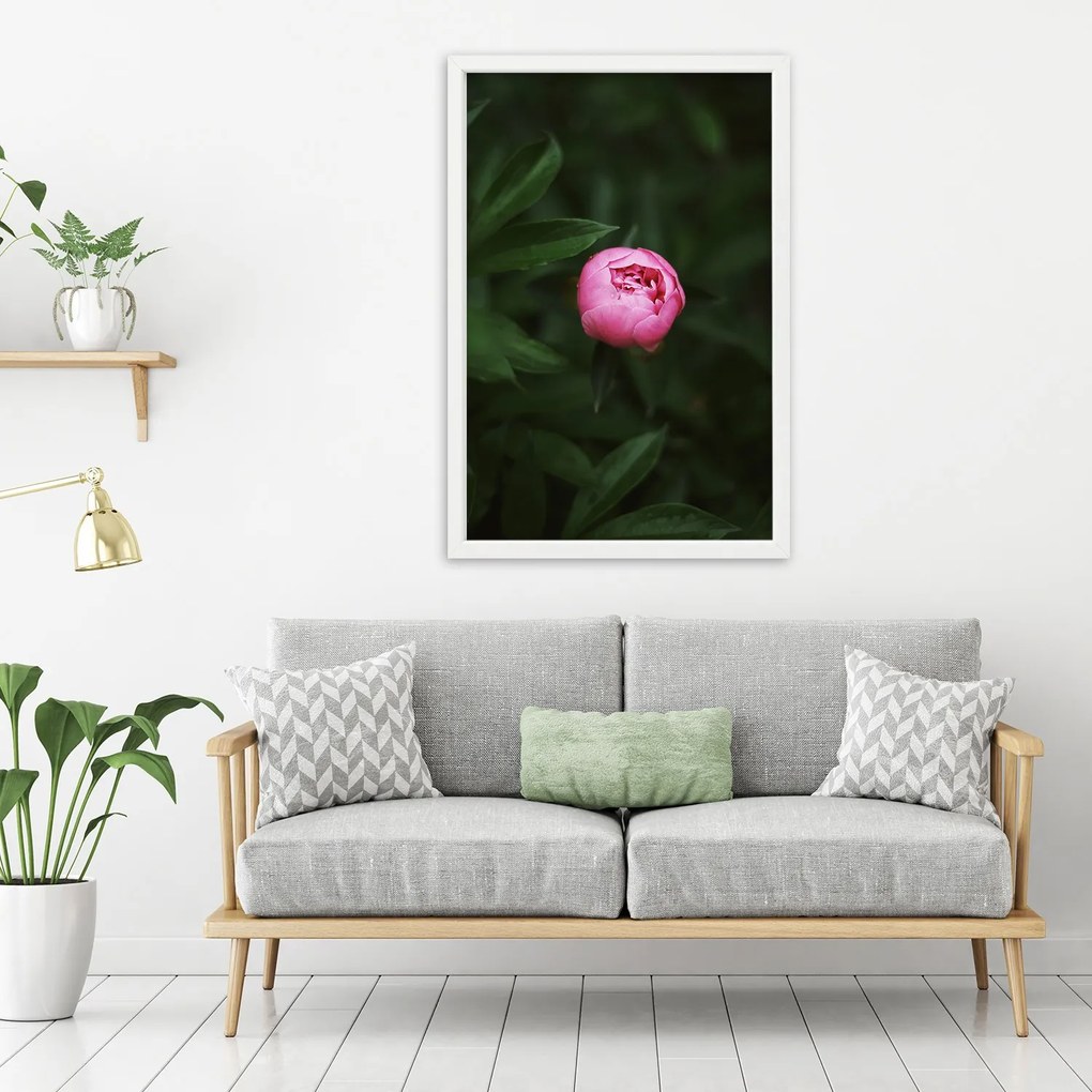 Gario Plagát Osamelá ružová pivonka Farba rámu: Bez rámu, Rozmery: 30 x 45 cm