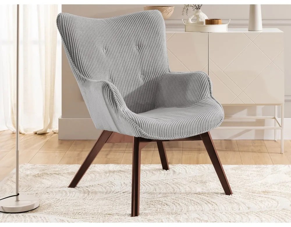 Sivé menčestrové kreslo Niko – Ropez