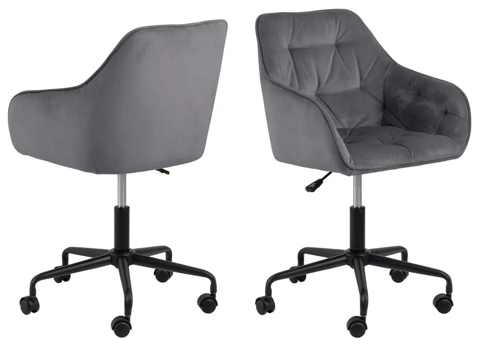 Sivá kancelárska stolička so zamatovým povrchom Actona Brooke