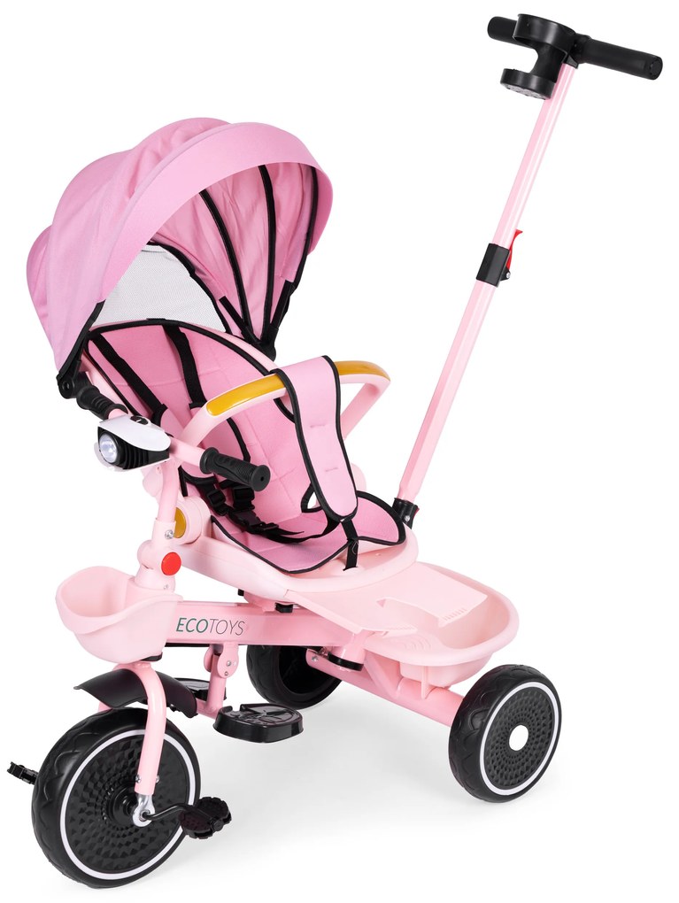 Trojkolka 2 v 1 S otočným sedadlom, ružová - ECOTOYS