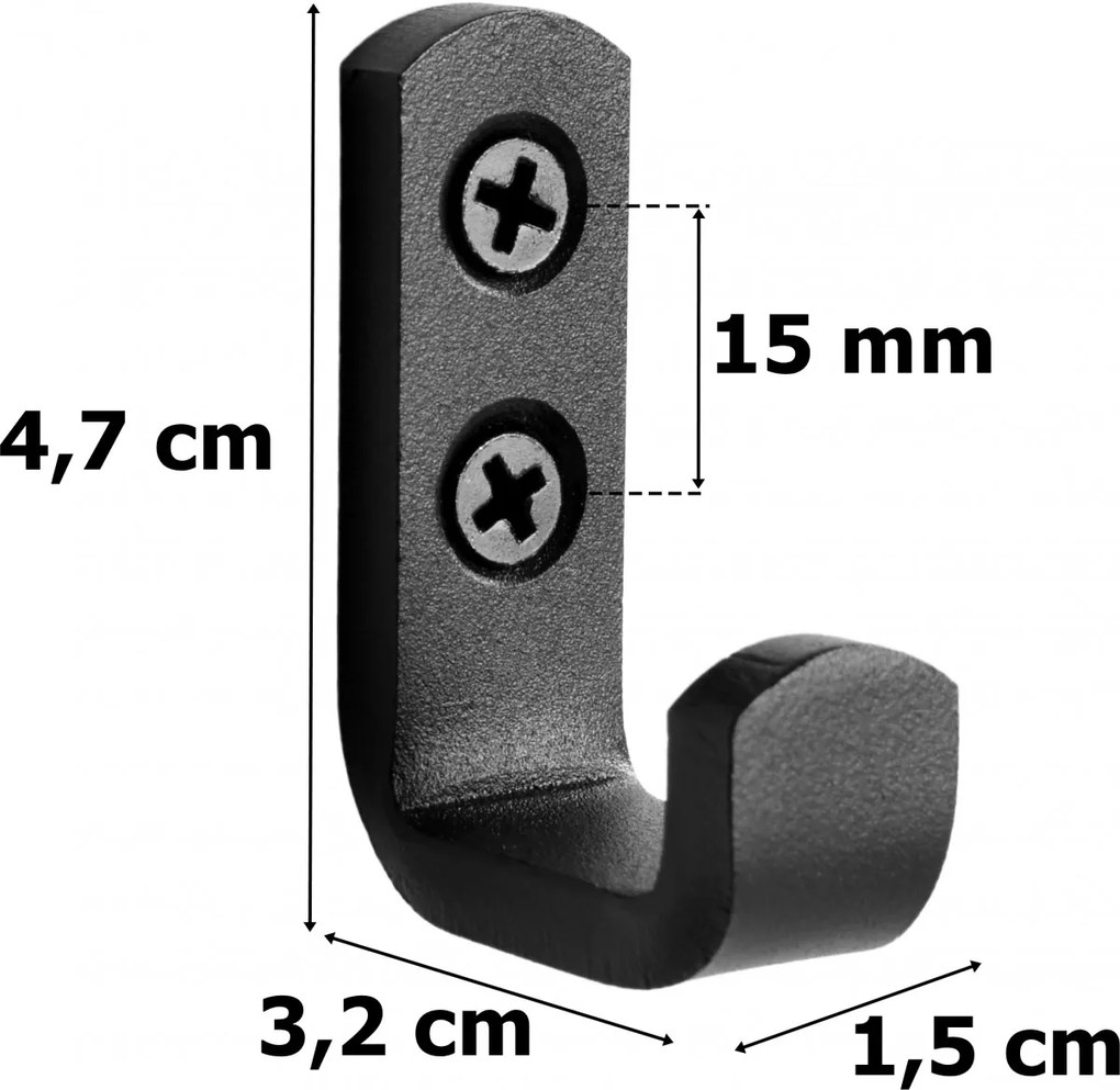 Sada 5 ks litinových háčků ABRIS černá