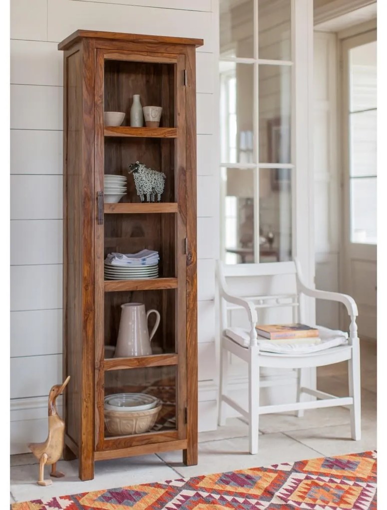furniture-nabytek.cz - Vysoká vitrína z masivu palisandr 60x180x45