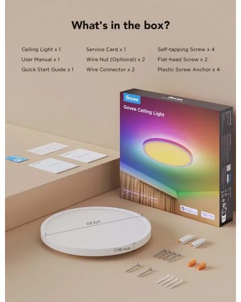 Govee - LED RGBICWW stmievateľné stropné svietidlo LED/29W/230V pr. 30 cm matné Wi-Fi