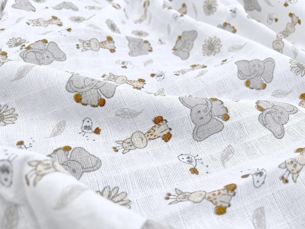 Bavlnená plienka Sloník a žirafka | 90x100