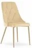 Set 4 stoličiek IMOLA - svetlý béžový zamat / nohy vo farbe dreva