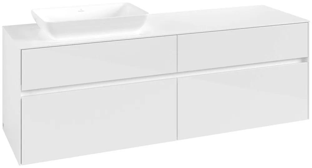 VILLEROY &amp; BOCH Collaro závesná skrinka pod umývadlo na dosku (umývadlo vľavo), 4 zásuvky, 1600 x 500 x 548 mm, Glossy White, C12100DH