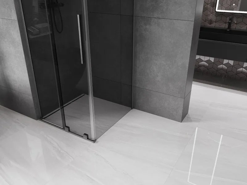 Mexen Velar L, sprchový kút s posuvnými dverami 120 x 120 cm, 8mm šedé sklo, grafit brúsený, 871-120-120-43-66