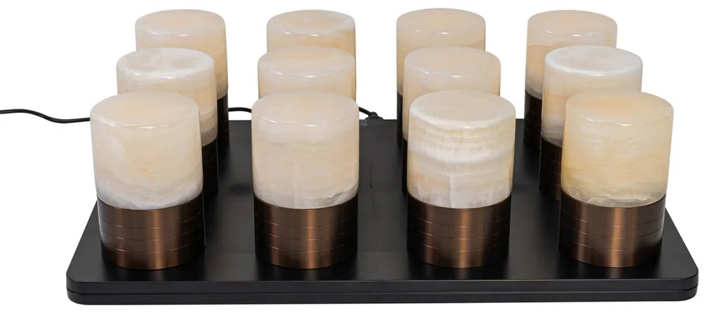 Sada 12 stolových lámp tmavá bronz RGBW nabíjateľná vrátane nabíjacej stanice - Alessia