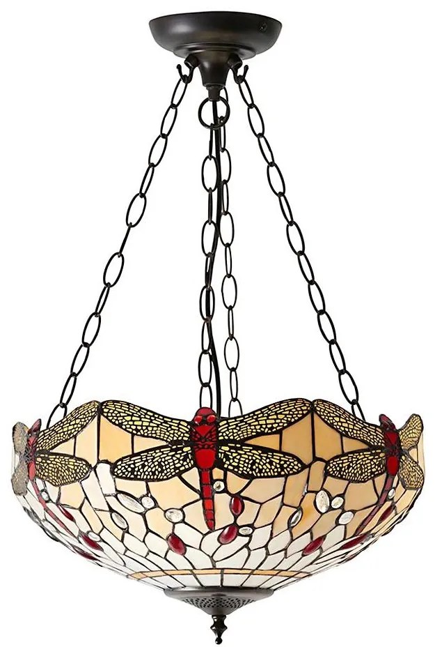 Endon 70759 - Závesný luster na reťazi Tiffany DRAGONFLY 3xE27/60W/230V priemer 41 cm
