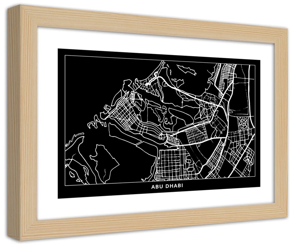 Gario Plagát City plan Abu Dhabi Farba rámu: Bez rámu, Rozmery: 100 x 70 cm