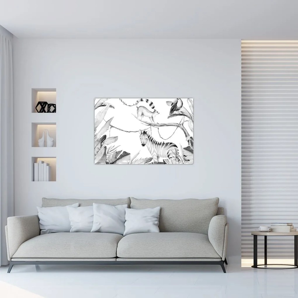 Obraz - Akvarelová džungľa (90x60 cm)