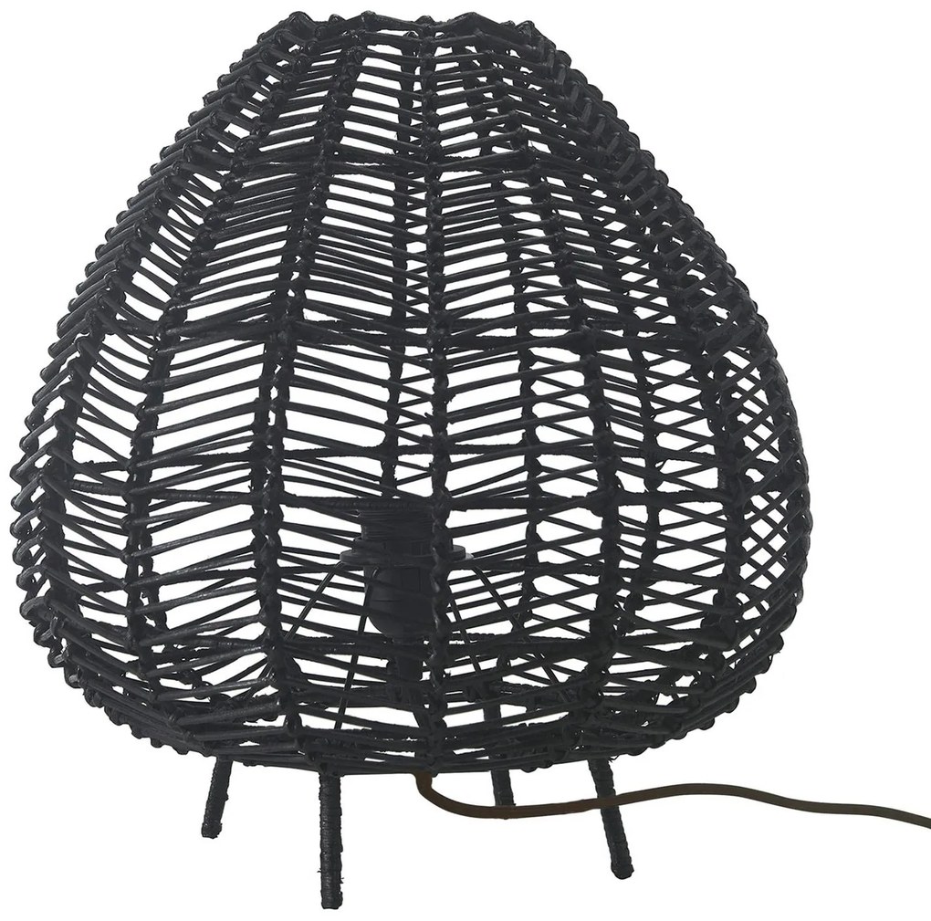 PR Home Nana stolová lampa z ratanu, čierna