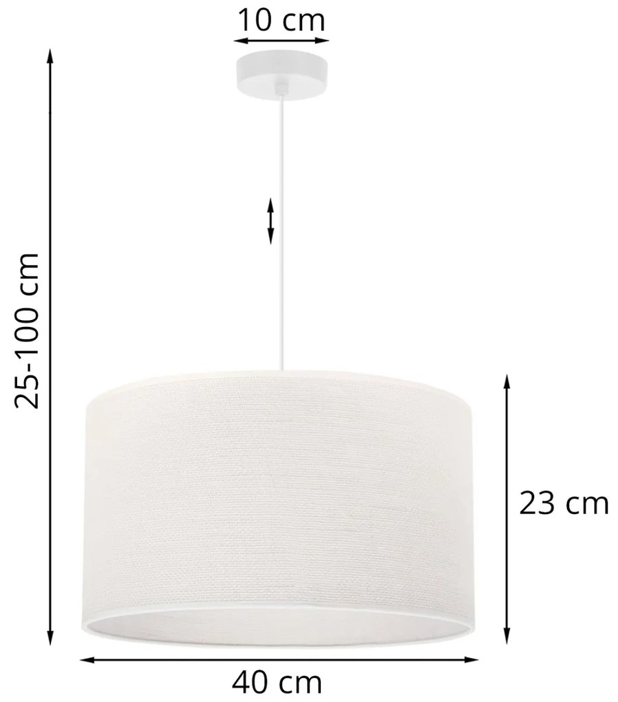 Light Home Závesné svietidlo Juta, 1x biele jutové tienidlo, (fi 40cm), w