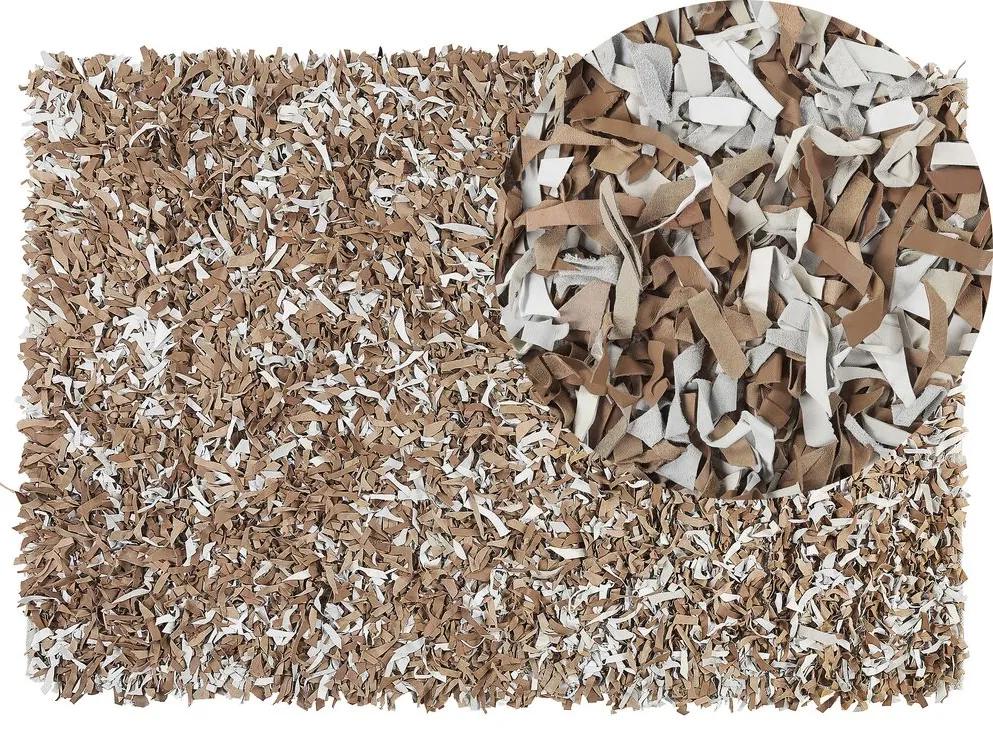 Kožený koberec 140 x 200 cm hnedá/sivá MUT Beliani