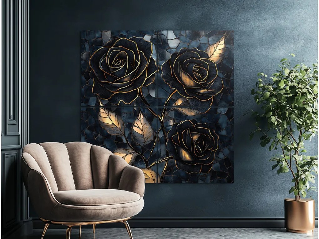 drevko | Štvordielny obraz Zlatá trojruža 100 x 100 cm