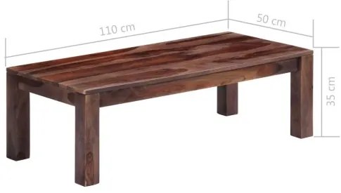 vidaXL Konferenčný stolík, sivý 110x50x35 cm, drevený masív sheesham-