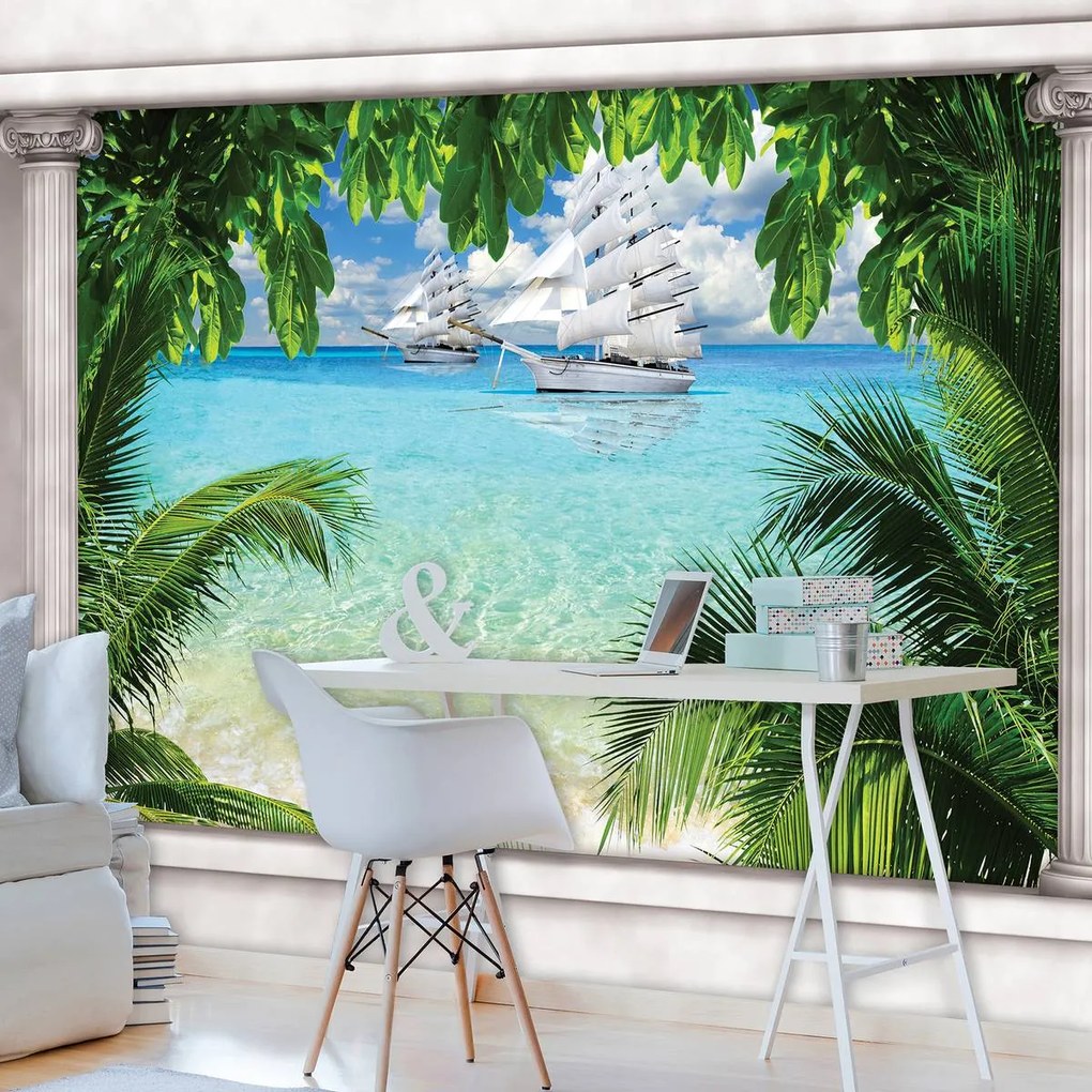 Fototapeta - Loď na oceáne (254x184 cm)