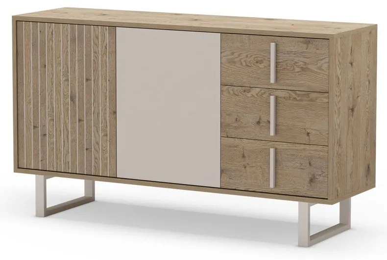 Nízka komoda v dekore duba v sivo-prírodnej farbe 140x80 cm Millay – Marckeric