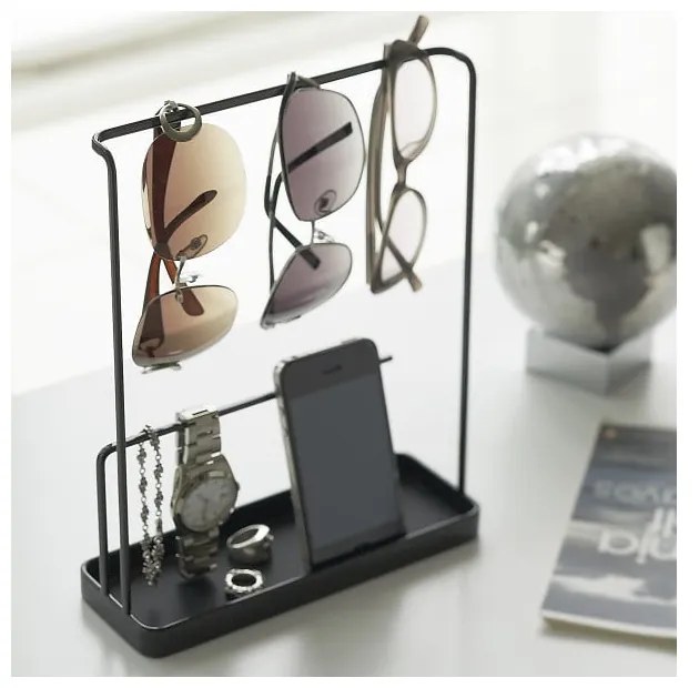 Čierny stojan na okuliare a šperky YAMAZAKI Tower