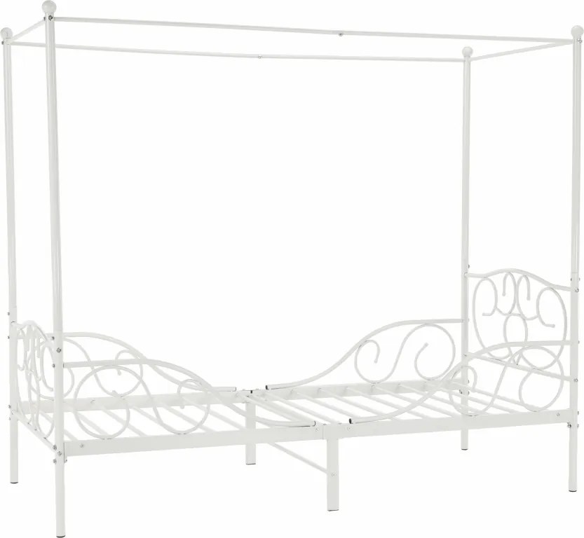 Kovová jednolôžková posteľ s roštom Adelisa 90x200 cm - biela