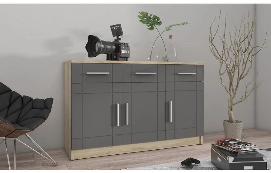 Komoda Paris 3F3S grafit/sonoma