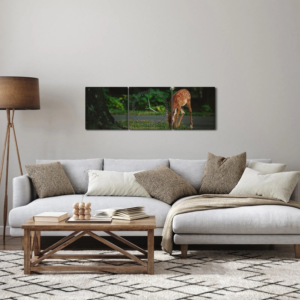 Obraz srnky (s hodinami) (90x30 cm)