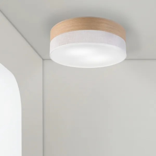 Stropné svietidlo SIRJA WOOD 2xE27/15W/230V pr. 45 cm biela/dub