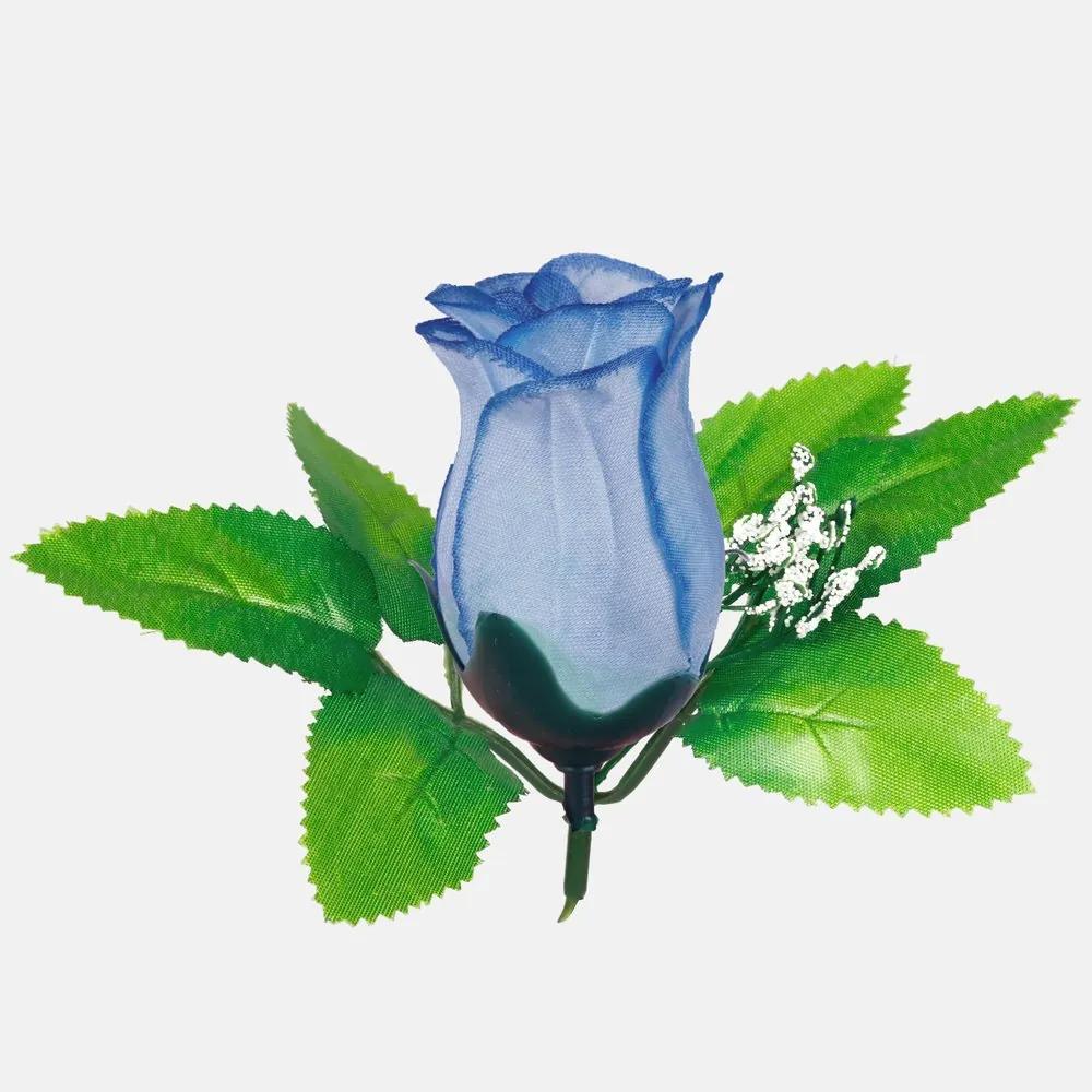 Schetelig Ruža hlava puk s lístkami a gypsomilkou, 6 cm, Modro-Modrotmavá