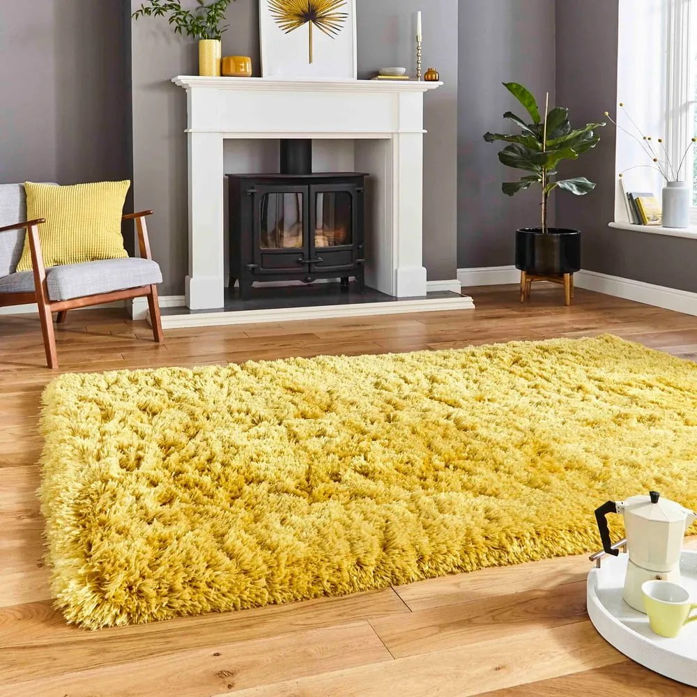 Žltý ručne tuftovaný koberec Think Rugs Polar PL Yellow, 80 × 150 cm