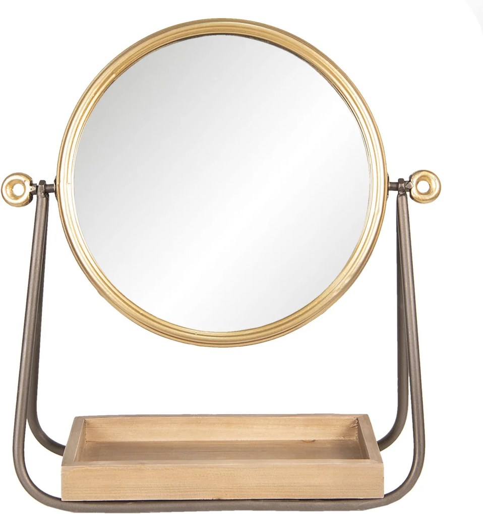 Zrkadlo s drevenou poličkou - 40 * 14 * 42 cm