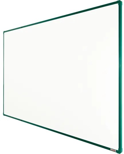 Biela magnetická popisovacia tabuľa s keramickým povrchom boardOK, 2000 x 1200 mm, zelený rám