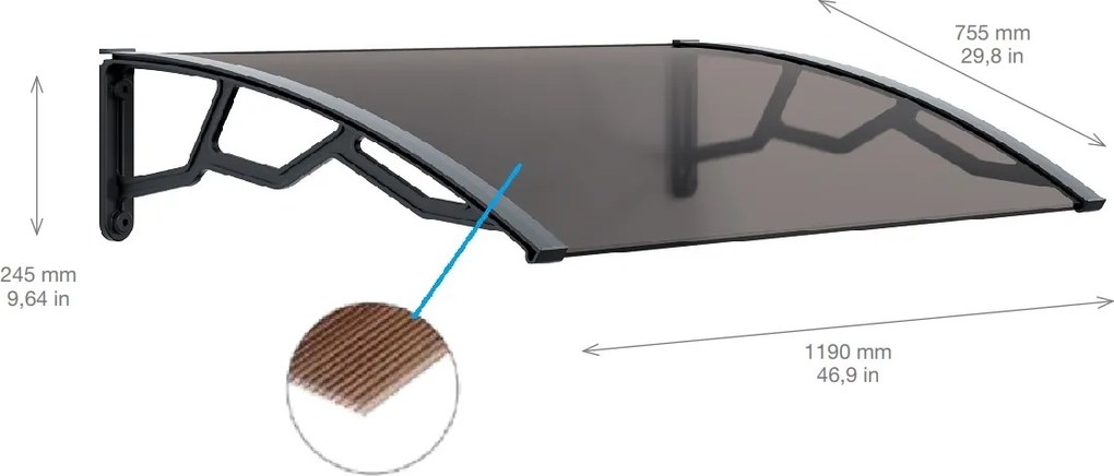 ARTPLAST Vstupná strieška 80 × 120 cm, dymová