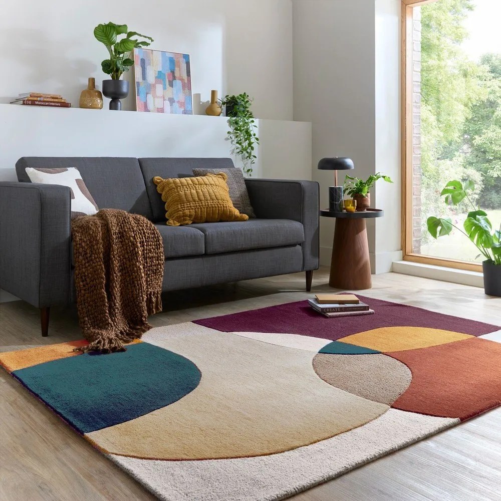 Fialový ručne tkaný vlnený koberec 200x290 cm Glow Purple Multi – Flair Rugs