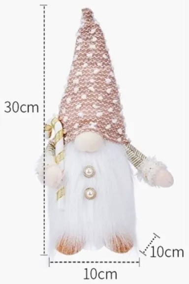 Svetielkujúci vianočný škriatok JINGLE 30 cm - rôzne druhy Farba: Biela