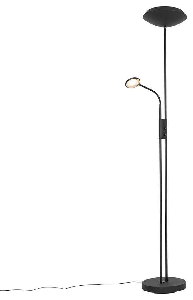 Stojaca lampa čierna vrátane LED a stmievača so svetlom na čítanie - Fez