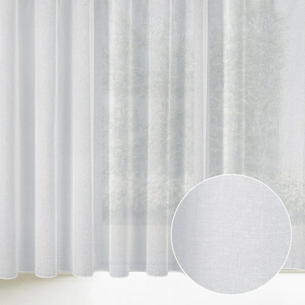 Záclona - biely režný vzor s olovkom ZAC-022 výška 305 cm Šitie na mieru