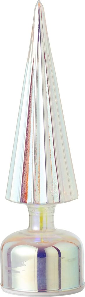 Rebrovaný sklenený stromček LED svetlom M – 9*9*31 cm
