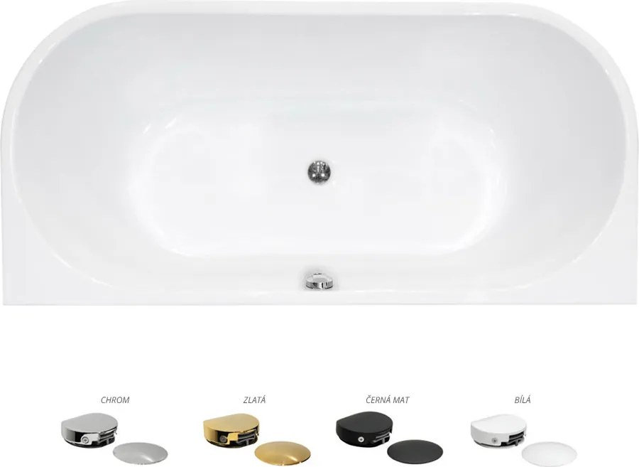 Besco Akrylátová voľne stojaca vaňa Vica NEW BW CC/NP 150x80 (160x80, 170x80), napúšťanie cez prepad BESCO-Typ výpuste: McAlpine Click-Clack s napúšť…