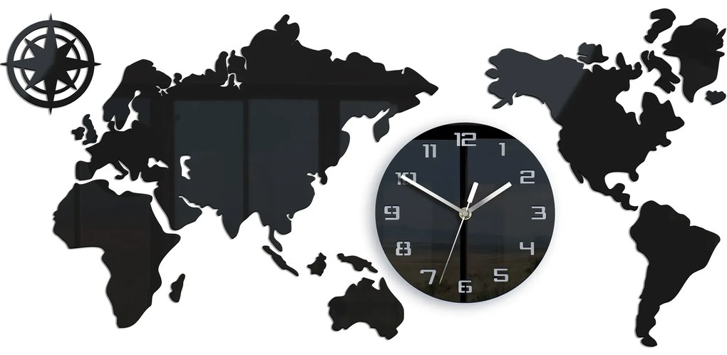 Nástěnné samolepící hodiny Maply 80x40 cm černé