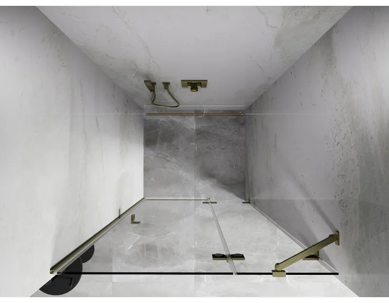 Mexen, Mexen Lunar pravé otočné sprchové dvere 90 cm, transparentné, brúsené zlato - 834-090-000-55-00-P