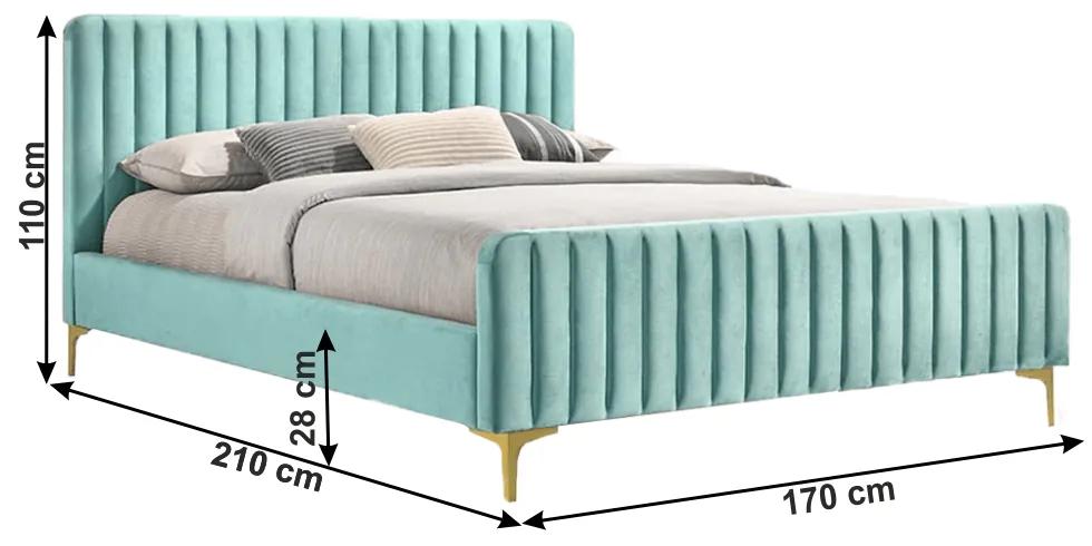 Manželská posteľ s roštom Kaisa 160x200 cm - neo mint / zlatá matná