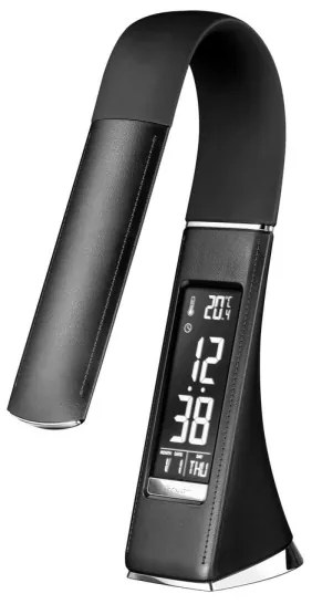 Immax 08947L -LED Stmievateľná stolná lampa s displejom LEATHER LED/7W/230V čierna