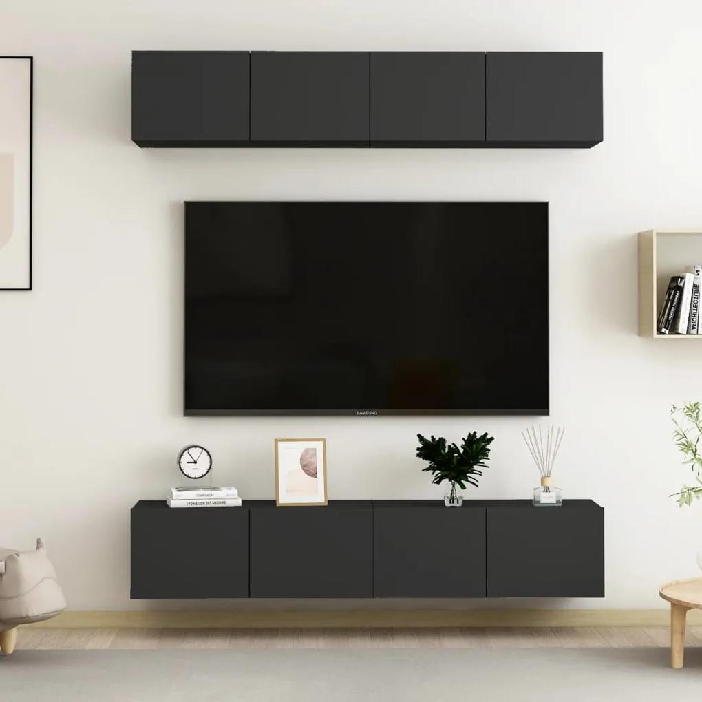 4-dielna TV skrinky čierne 80x30x30 cm drevotrieska