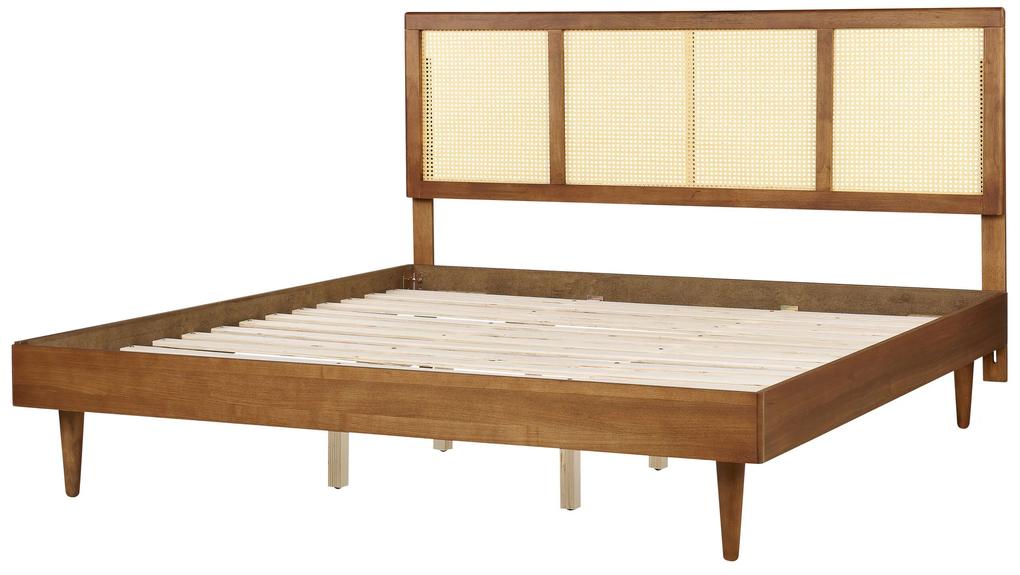 LED drevená posteľ 180 x 200 cm svetlé drevo AURAY Beliani