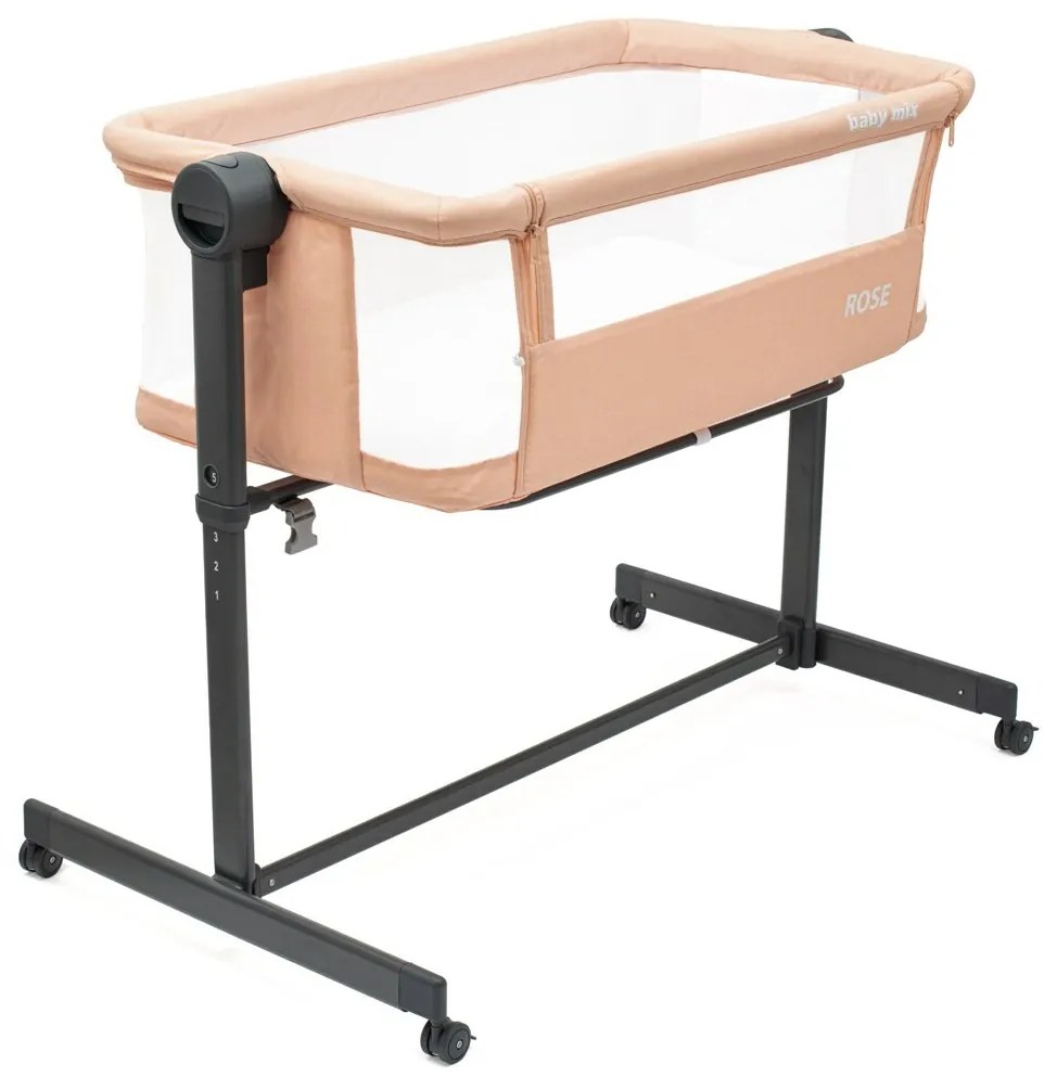 Detská postieľka Baby Mix Rose salmon , 84 x 80 x52 cm