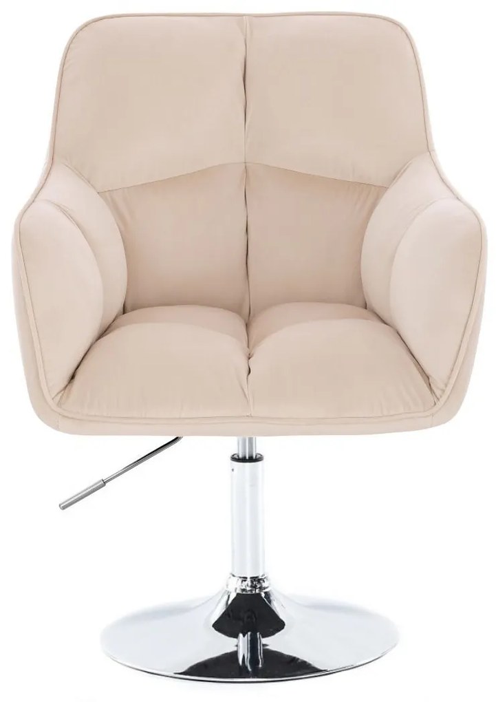 LuxuryForm DESIGN Kreslo AMALFI VELUR na striebornom tanieri - krémové
