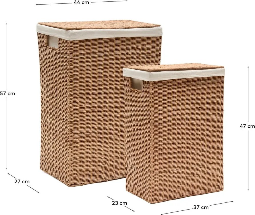 Ratanové koše na bielizeň v súprave 2 ks v prírodnej farbe Indali – Kave Home