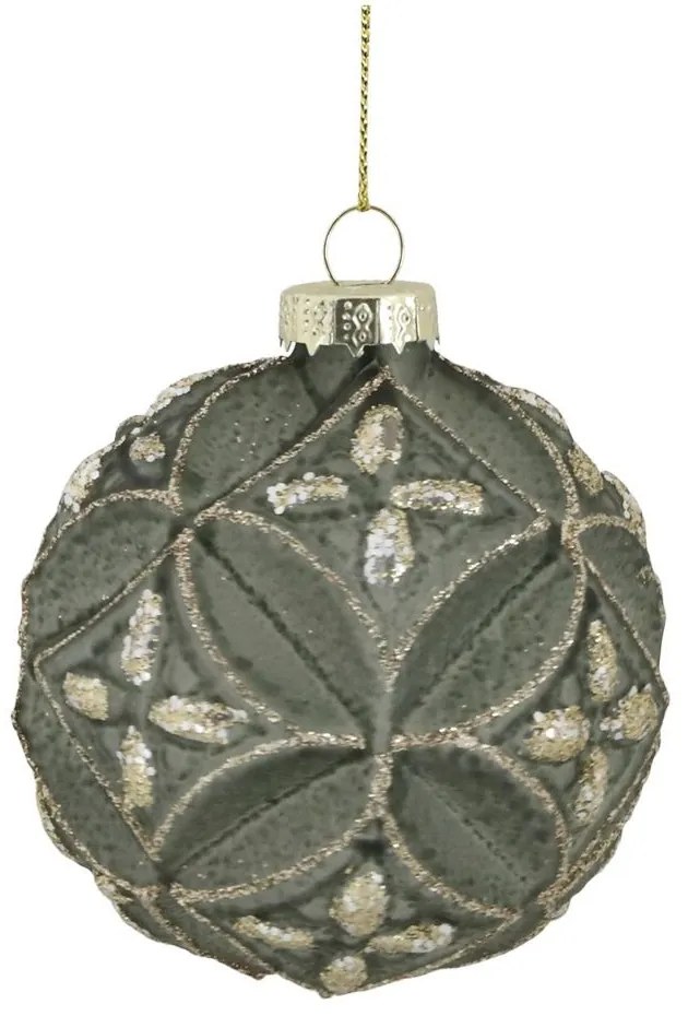 Zelená machová sklenená vianočná ozdoba gule - Ø 8 cm