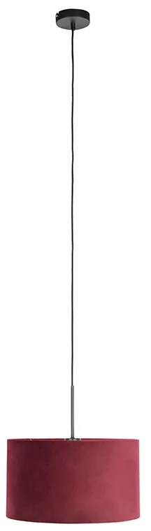 Čierne závesné svietidlo s červeným a zlatým zamatovým tienidlom 35 cm - Combi