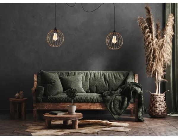 Luster na lanku MATT 2xE27/60W/230V pavúk čierna/medená